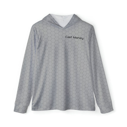 Cast Money Performance Fishing Hoodie - Hex Print (grey)