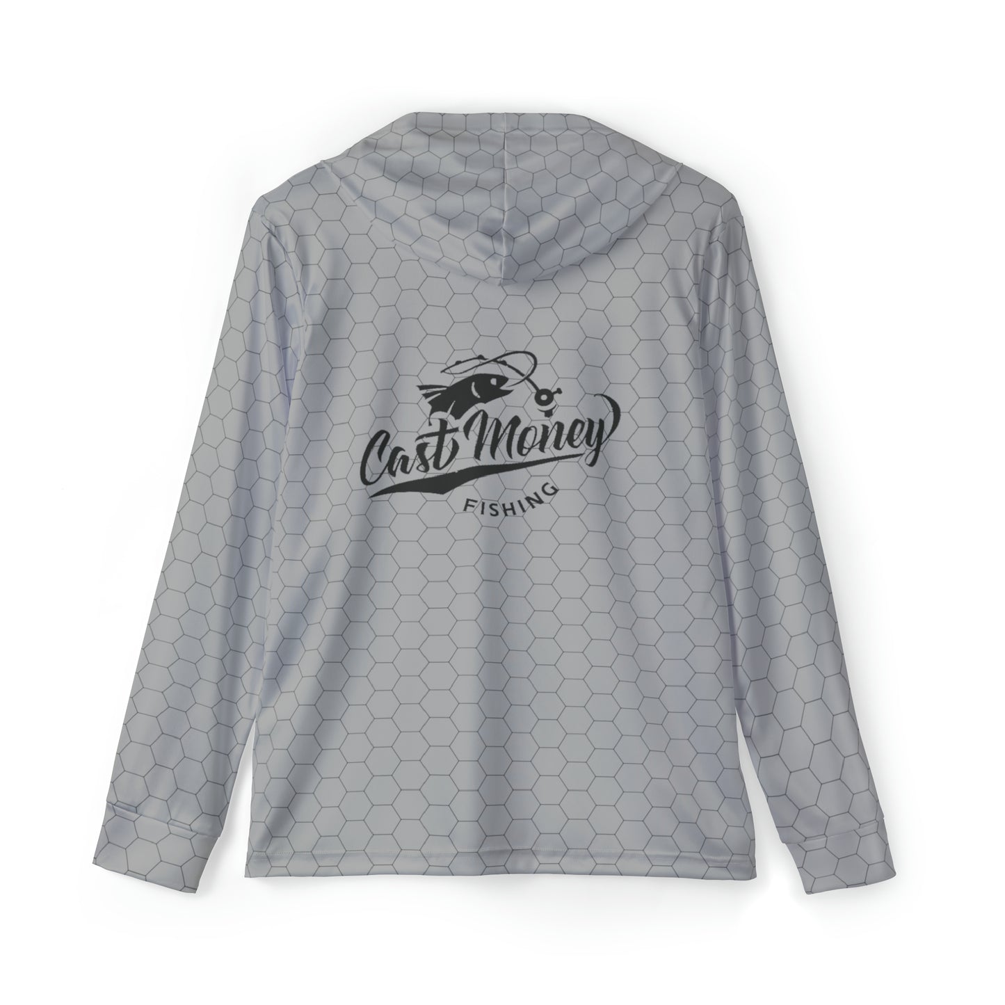 Cast Money Performance Fishing Hoodie - Hex Print (grey)