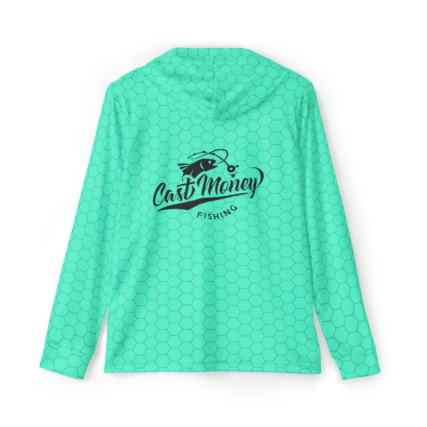 Cast Money Performance Fishing Hoodie - Hex Print (seafoam)