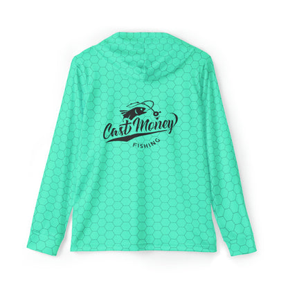 Cast Money Performance Fishing Hoodie - Hex Print (seafoam)