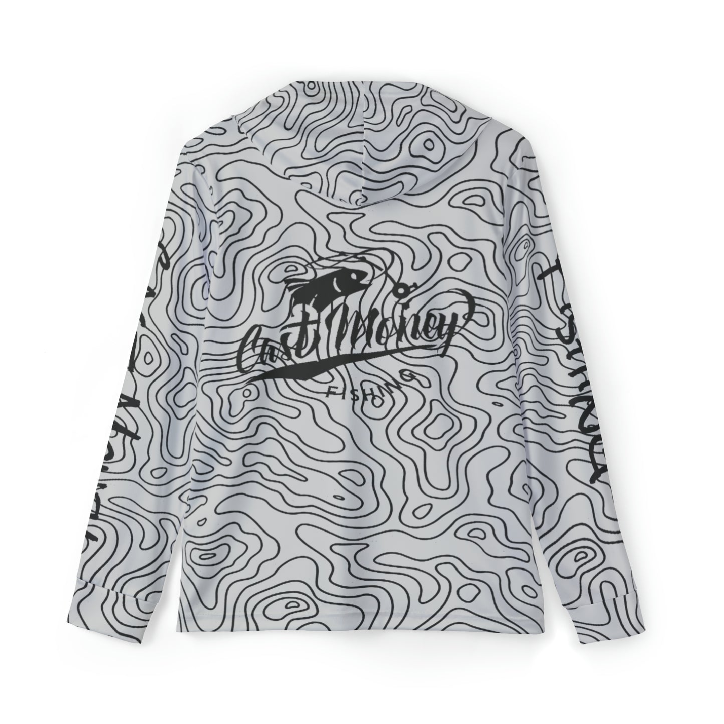 Cast Money Performance Fishing Hoodie - Topography Print (grey)