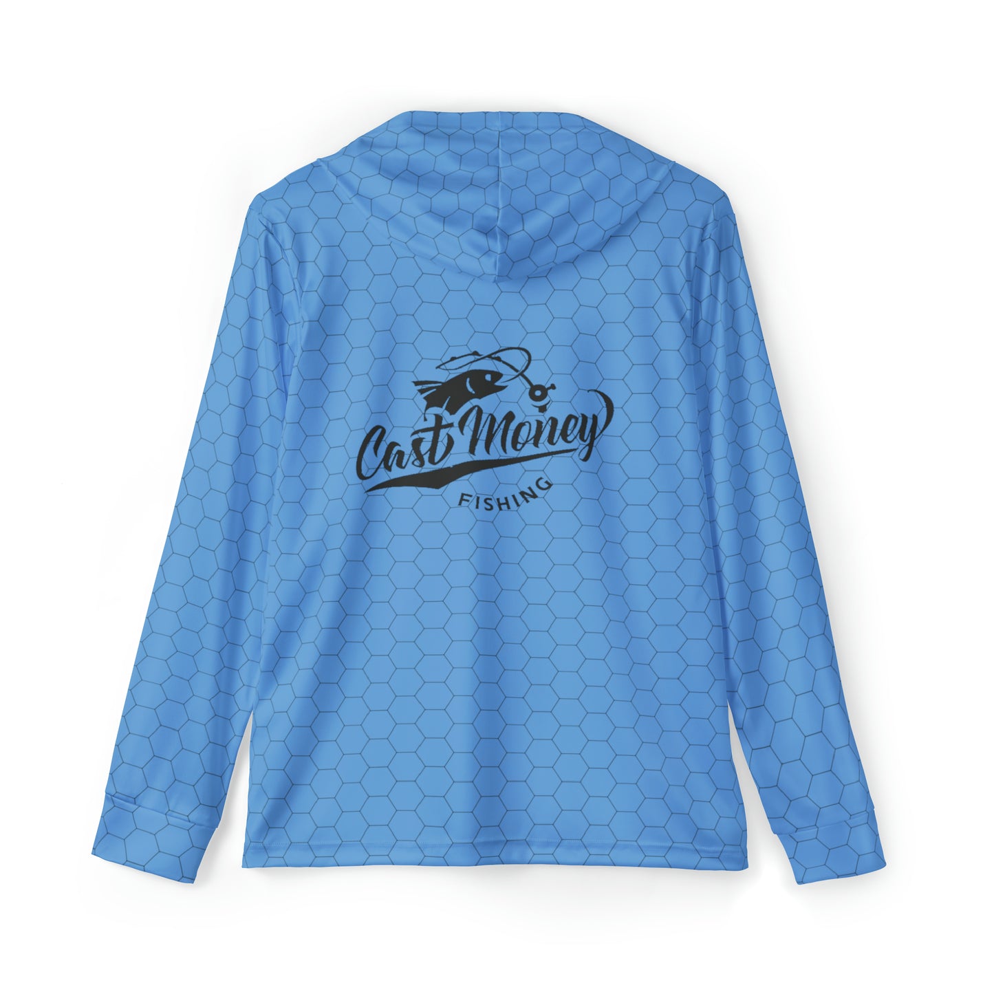 Cast Money Performance Fishing Hoodie - Hex Print (blue)