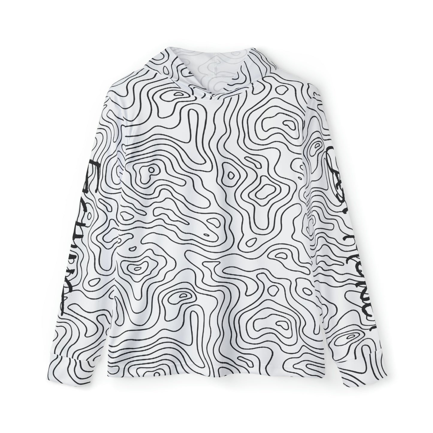 Cast Money Performance Fishing Hoodie - Topography Print (white)