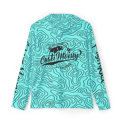 Cast Money Performance Fishing Hoodie - Topography Print (blue)