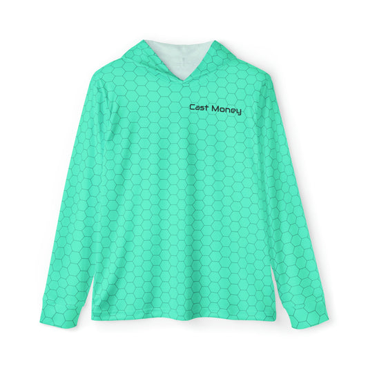 Cast Money Performance Fishing Hoodie - Hex Print (seafoam)