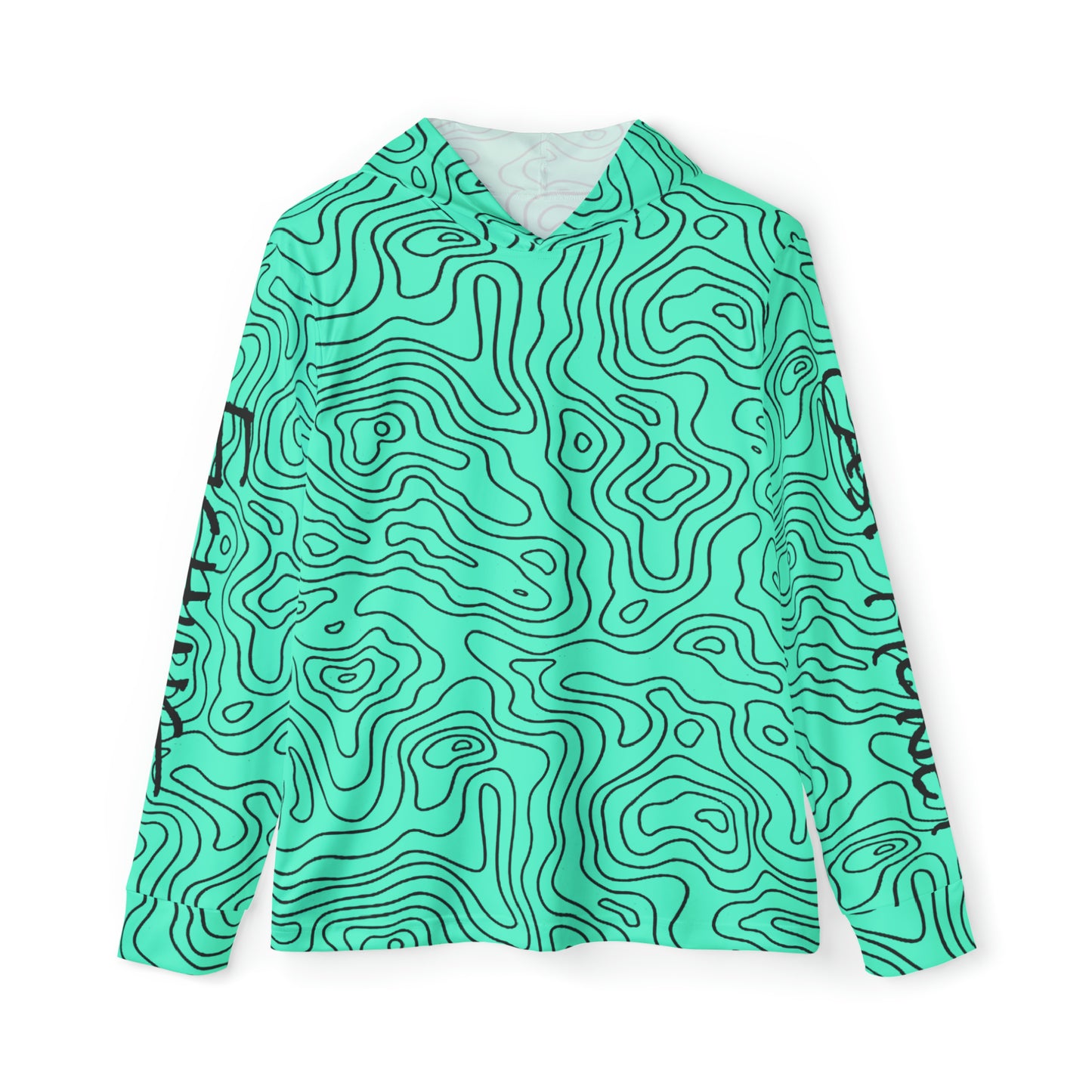 Cast Money Performance Fishing Hoodie - Topography Print (seafoam)