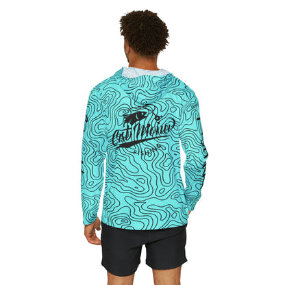 Cast Money Performance Fishing Hoodie - Topography Print (blue)