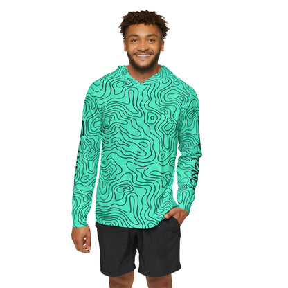 Cast Money Performance Fishing Hoodie - Topography Print (seafoam)