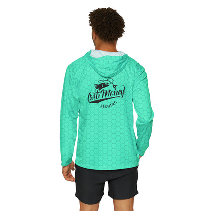 Cast Money Performance Fishing Hoodie - Hex Print (seafoam)