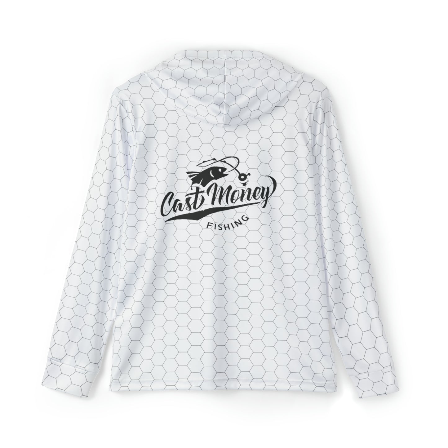 Cast Money Performance Fishing Hoodie - Hex Print (white)