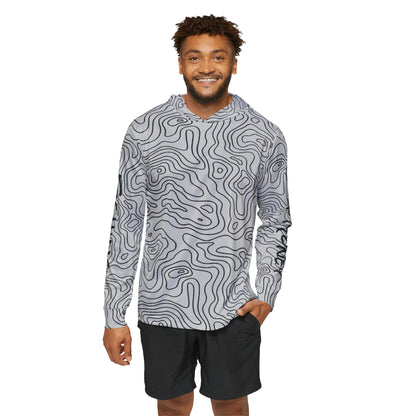 Cast Money Performance Fishing Hoodie - Topography Print (grey)