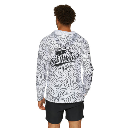 Cast Money Performance Fishing Hoodie - Topography Print (white)