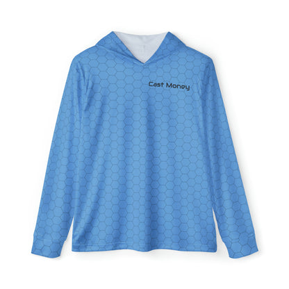 Cast Money Performance Fishing Hoodie - Hex Print (blue)