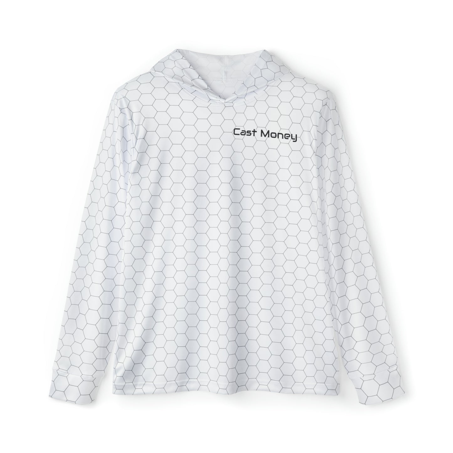 Cast Money Performance Fishing Hoodie - Hex Print (white)